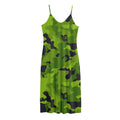 Lime Green Camouflage Print Jersey Midi Cami Dress