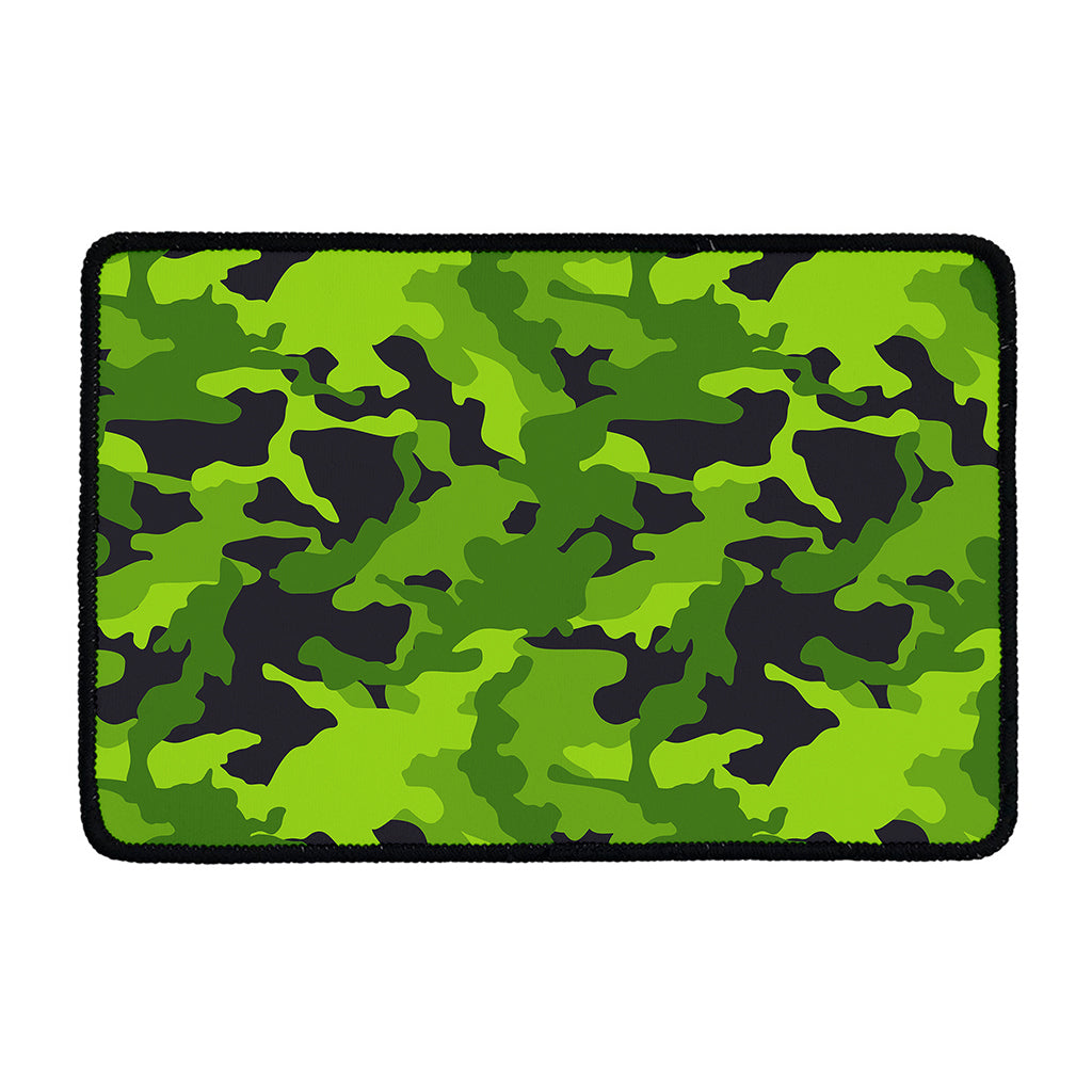 Lime Green Camouflage Print Kitchen Mat