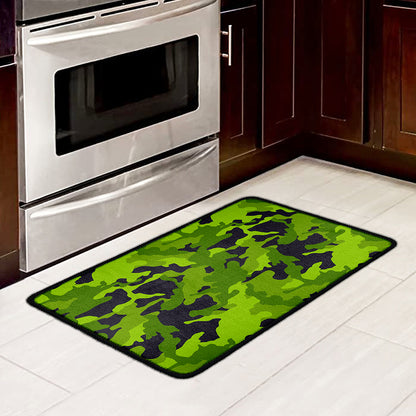 Lime Green Camouflage Print Kitchen Mat