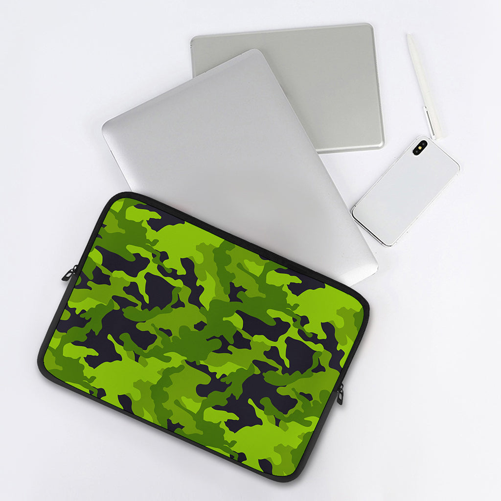 Lime Green Camouflage Print Laptop Sleeve