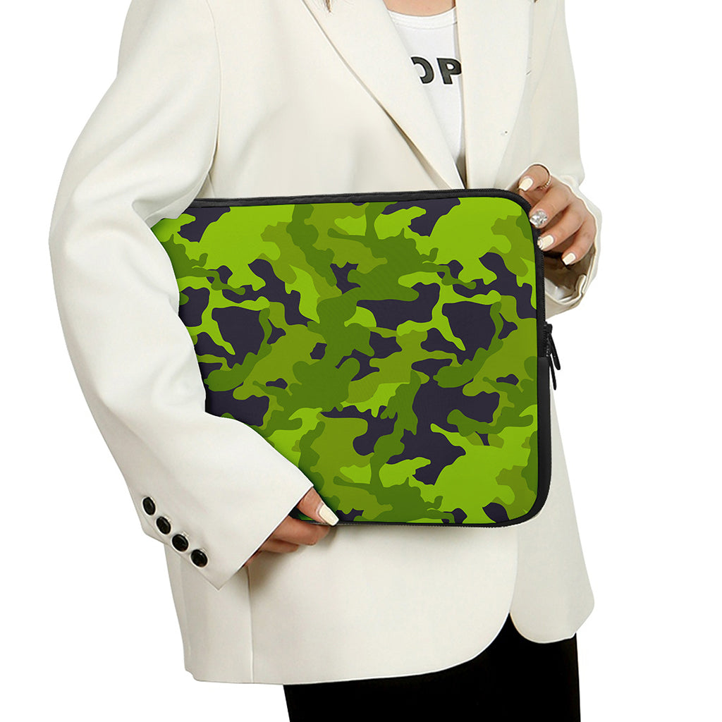 Lime Green Camouflage Print Laptop Sleeve