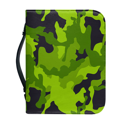 Lime Green Camouflage Print Leather Bible Cover