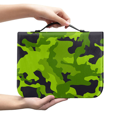 Lime Green Camouflage Print Leather Bible Cover