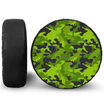 Lime Green Camouflage Print Leather Spare Tire Cover