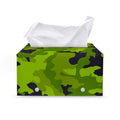 Lime Green Camouflage Print Leather Tissue Box Cover
