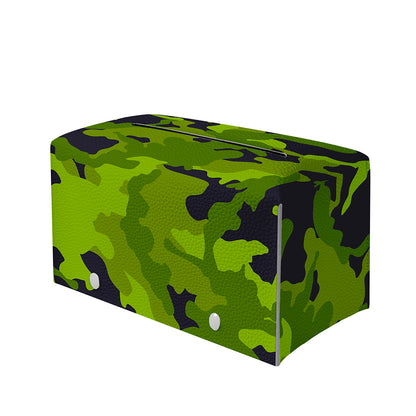 Lime Green Camouflage Print Leather Tissue Box Cover
