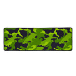 Lime Green Camouflage Print Long Kitchen Mat