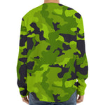 Lime Green Camouflage Print Long Sleeve Baseball Jersey
