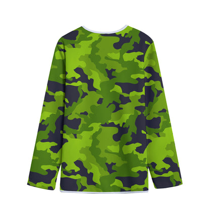 Lime Green Camouflage Print Long Sleeve Short Coat