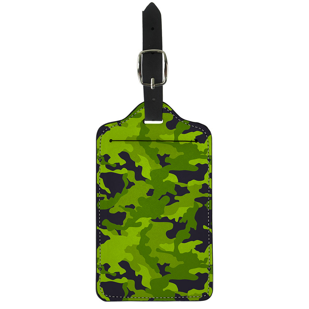 Lime Green Camouflage Print Luggage Tag