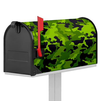 Lime Green Camouflage Print Mailbox Cover