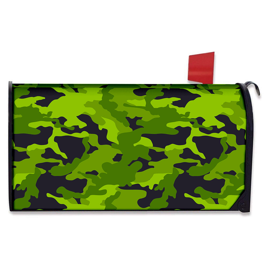Lime Green Camouflage Print Mailbox Cover
