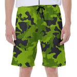 Lime Green Camouflage Print Men's Beach Shorts