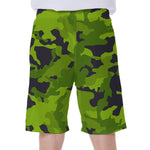 Lime Green Camouflage Print Men's Beach Shorts