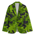 Lime Green Camouflage Print Men's Blazer
