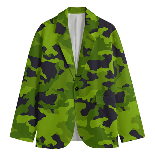 Lime Green Camouflage Print Men's Blazer
