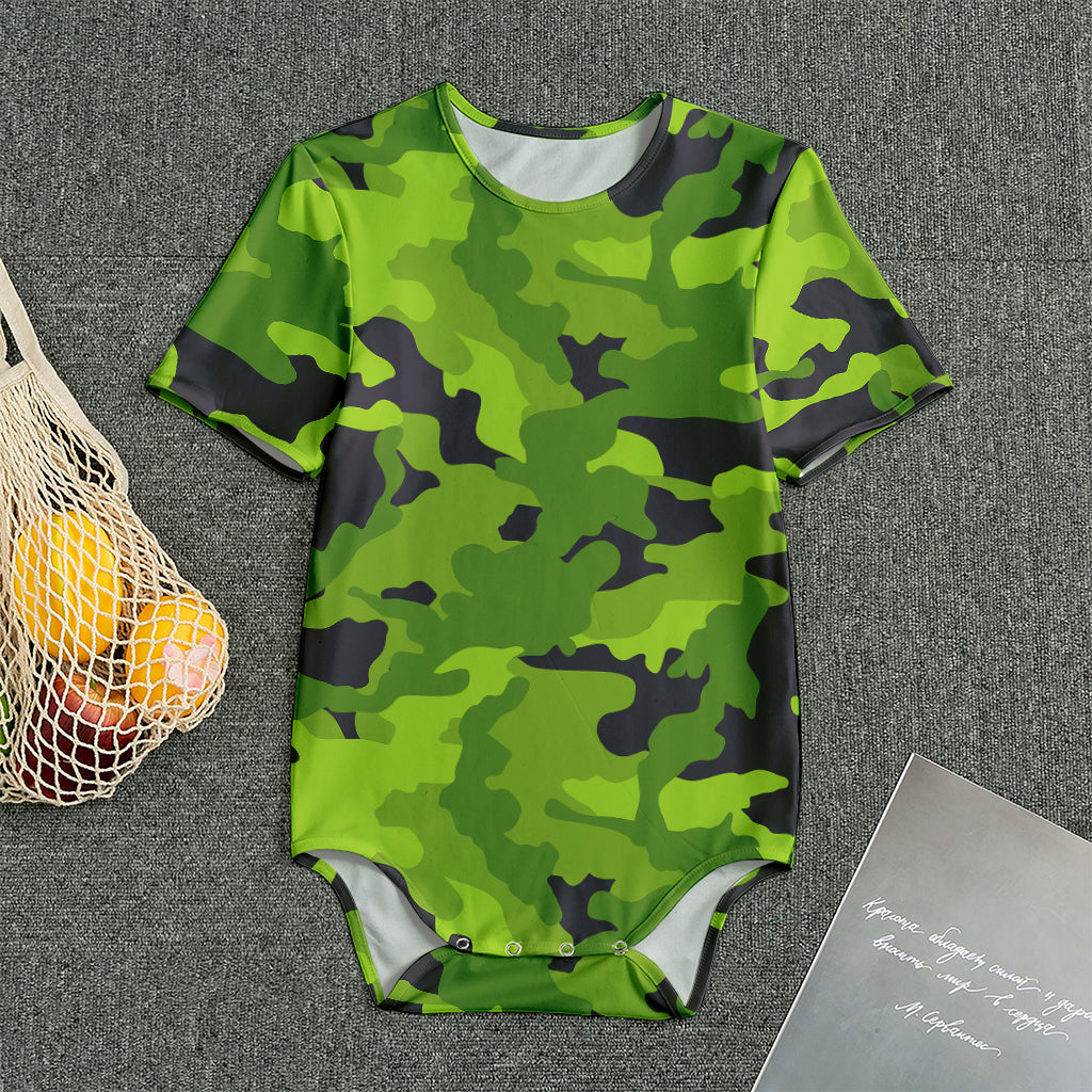 Lime Green Camouflage Print Men's Bodysuit