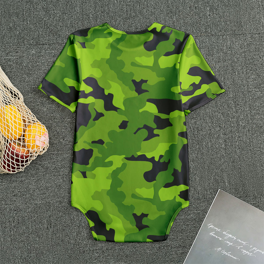 Lime Green Camouflage Print Men's Bodysuit
