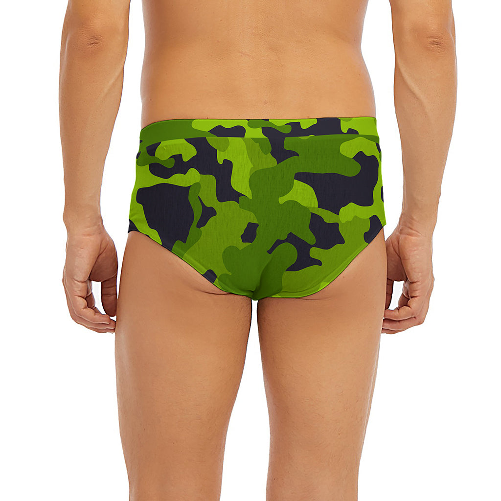 Lime Green Camouflage Print Men's Briefs