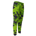 Lime Green Camouflage Print Men's Compression Pants