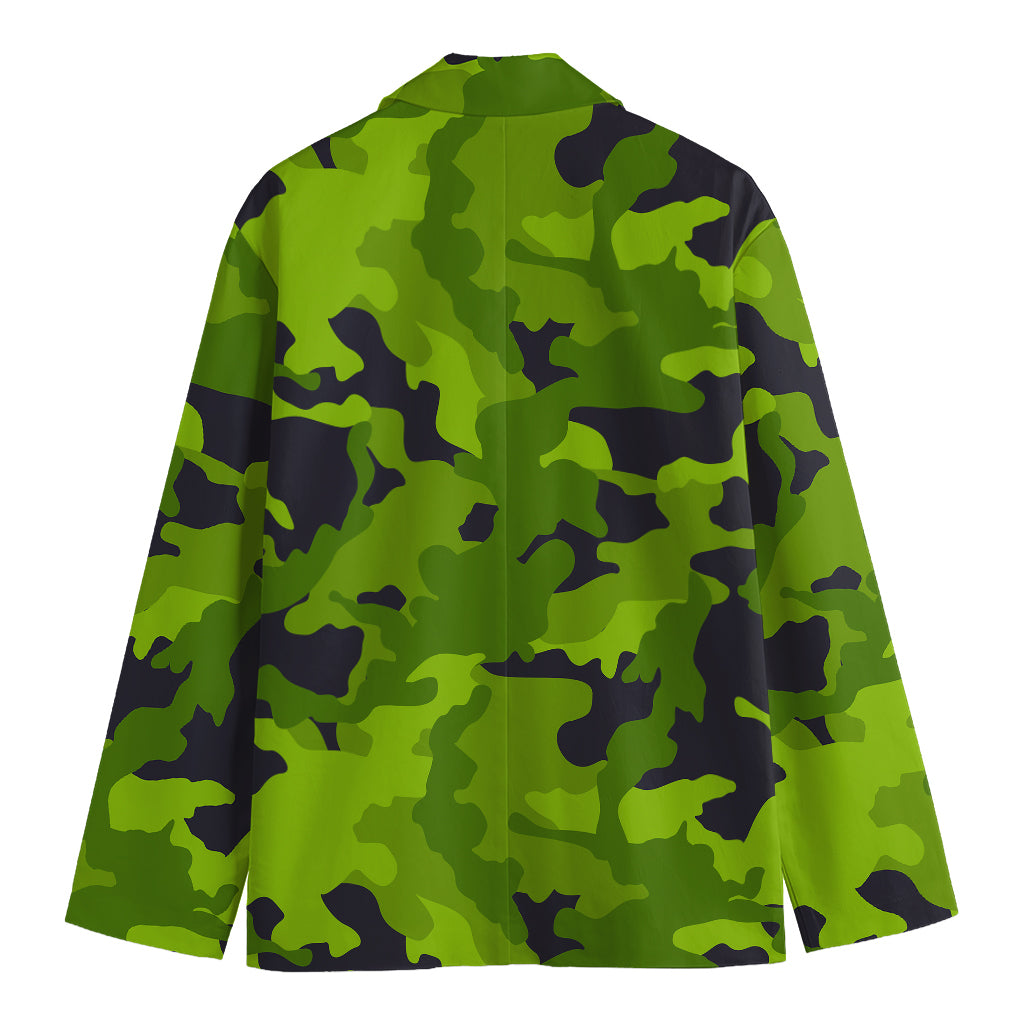 Lime Green Camouflage Print Men's Cotton Blazer