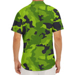 Lime Green Camouflage Print Men's Deep V-Neck Shirt