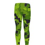 Lime Green Camouflage Print Men's leggings
