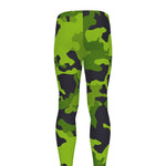 Lime Green Camouflage Print Men's leggings