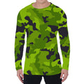 Lime Green Camouflage Print Men's Long Sleeve T-Shirt