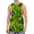 Lime Green Camouflage Print Men's Muscle Tank Top