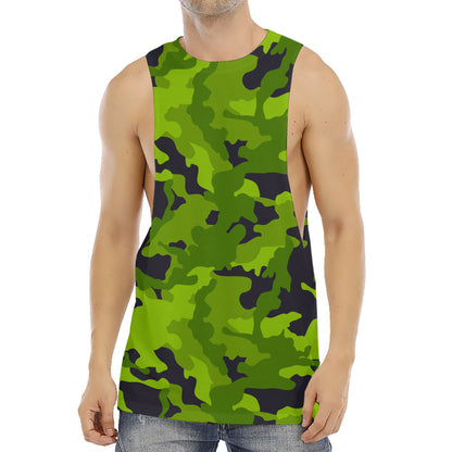 Lime Green Camouflage Print Men's Muscle Tank Top
