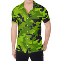 Lime Green Camouflage Print Men's Shirt