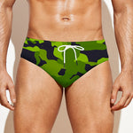 Lime Green Camouflage Print Men's Swim Briefs
