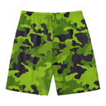 Lime Green Camouflage Print Men's Swim Trunks