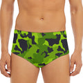 Lime Green Camouflage Print Men's Triangle Swim Briefs