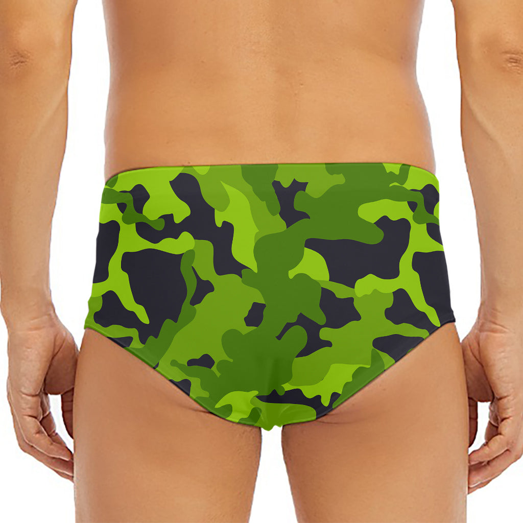 Lime Green Camouflage Print Men's Triangle Swim Briefs