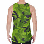 Lime Green Camouflage Print Men's Velvet Tank Top