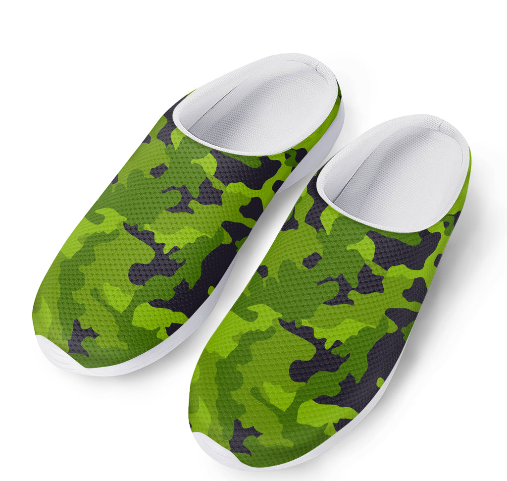 Lime Green Camouflage Print Mesh Casual Shoes