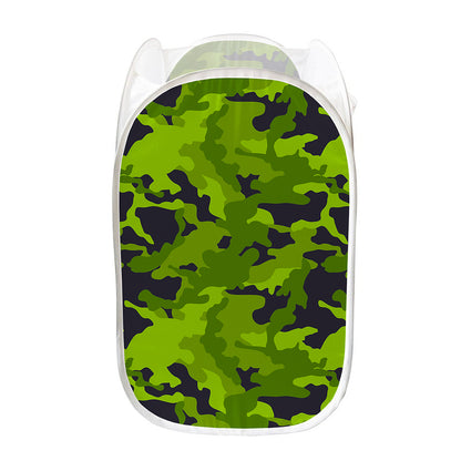 Lime Green Camouflage Print Mesh Laundry Hamper