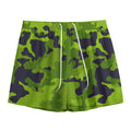 Lime Green Camouflage Print Mesh Shorts