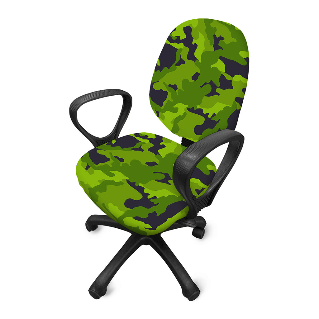 Lime Green Camouflage Print Office Chair Cover