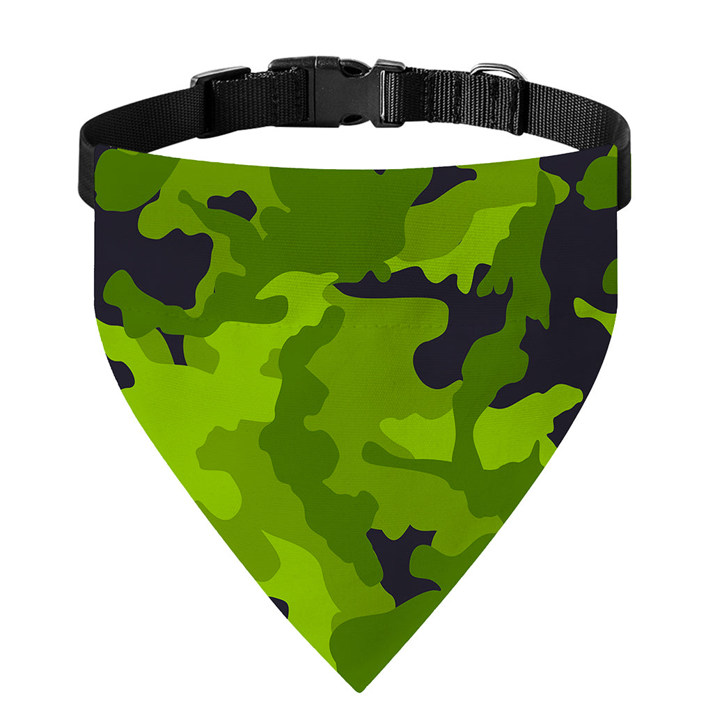 Lime Green Camouflage Print Over The Collar Dog Bandana