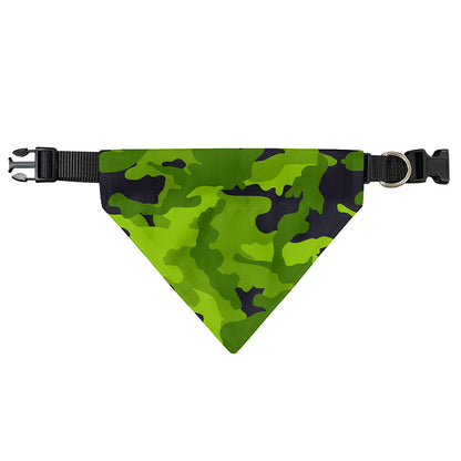 Lime Green Camouflage Print Over The Collar Dog Bandana