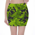 Lime Green Camouflage Print Pencil Mini Skirt