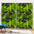 Lime Green Camouflage Print Pencil Pleat Curtains