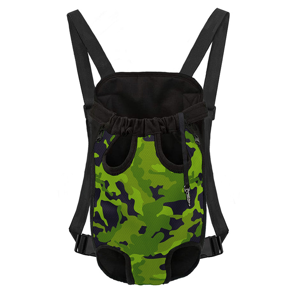 Lime Green Camouflage Print Pet Carrier Backpack