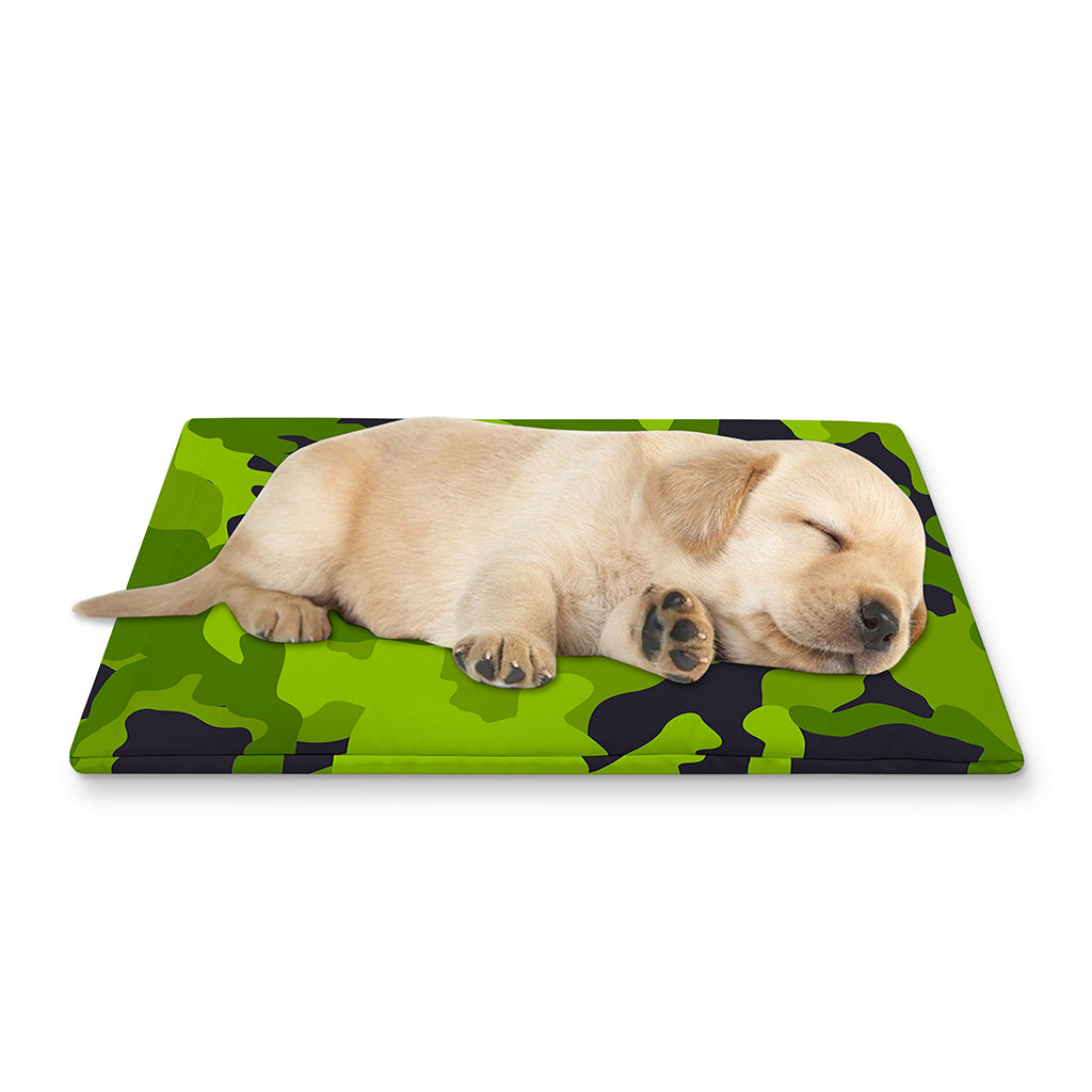 Lime Green Camouflage Print Pet Cooling Mat Cover