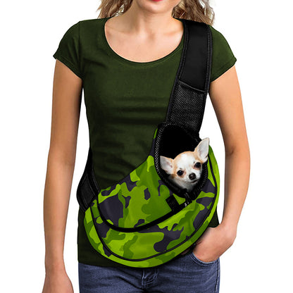 Lime Green Camouflage Print Pet Sling Carrier