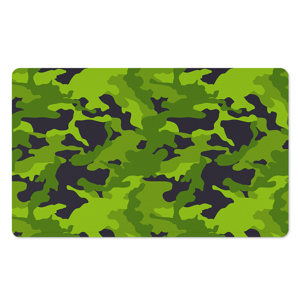 Lime Green Camouflage Print Polyester Doormat