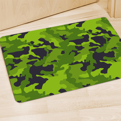 Lime Green Camouflage Print Polyester Doormat